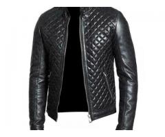 CAFE RACER BOMBER QUILTED LEATHER JACKET BY LUXURENA LEATHER
