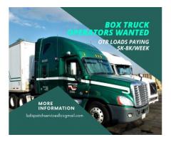 Box Truck Operators Wanted OTR Loads Paying 5k8kWeek