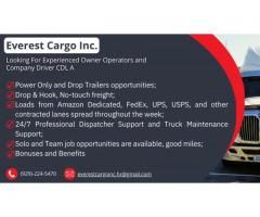 Everest Cargo INC Looking For Experienced Owner Operators and Company Driver CDL A