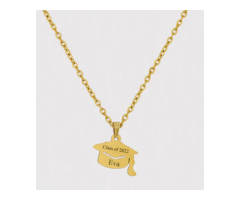 Tiny Graduation Cap Engravable Necklace