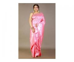 Light Pink Silk Saree with Floral Zari (Price: Rs. 2969.00)