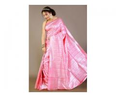 Light Pink Silk Saree with Floral Zari (Price: Rs. 2969.00)