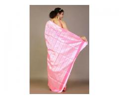 Light Pink Silk Saree with Floral Zari (Price: Rs. 2969.00)