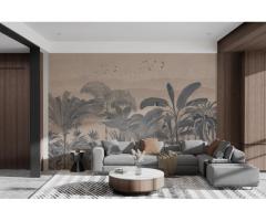 Brown Tropical Jungle Wall Mural