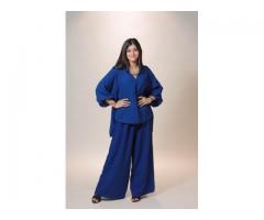 Buy Royal Blue Cotton Blend CoOrd Set Online For Women From Shop Diva