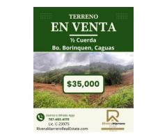 $35,000 TERRENO A LA VENTA EN CAGUAS (1/2 cuerda) 1,965 mts.