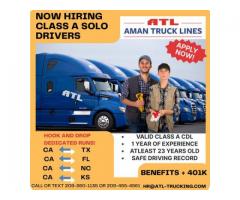 HIRING SOLO & TEAM CLASS A DRIVER - CA TO TX & NV TO TX RT FL, NC, NV