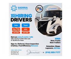 CDL A DRIVERS — SOLO 70¢ / 73¢ TEAM 85¢ — WEEKLY PAY — NEW TRUCKS