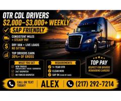 OTR CDL-A DRIVERS - Pet/Rider Policy & SAP Friendly